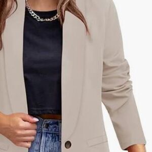 Women's Casual Blazers Long Sleeve Lapel Button Slim Work Office Blazer Jacket